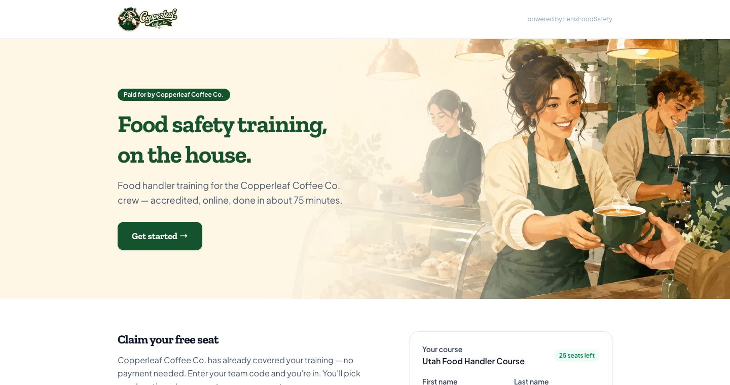 A branded training page